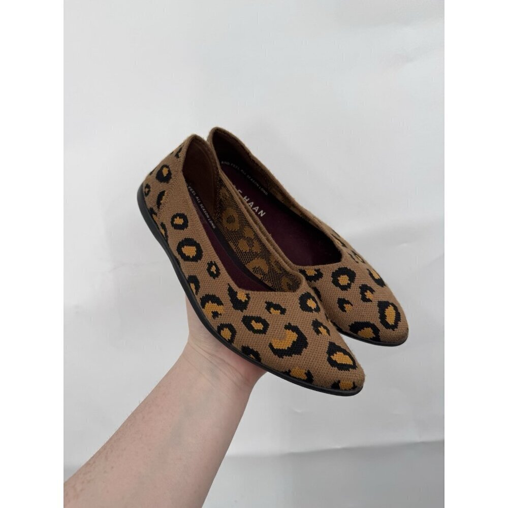 Cole Haan Springfeel‎ Skimmer Animal Print Flat Women 6.5B Brown Pointed Toe